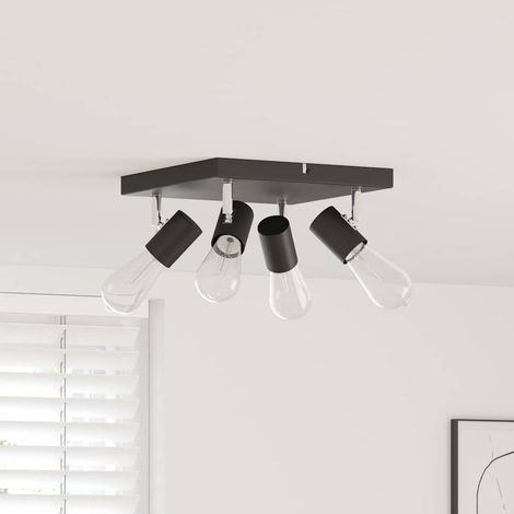 Deckenstrahler mit Strahlern Schwarz 26,5 x 26 x 11,5 cm Metall