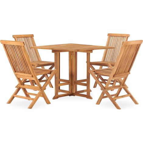 Maison Exclusive - 5-tlg. Garten-Essgruppe Klappbar Massivholz Te