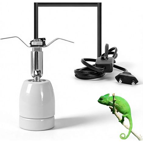 Support de Lampe pour Reptiles éclairants, Culot E27 en Céramique, Socle de Lampe en Céramique, Câble pour Reptiles D'Aquarium, éclairage Terrarium, Lampe Chauffante, Lumière du Jour, Blanc (1/5)