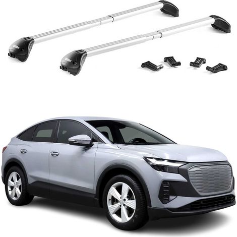 OMAC Barres de toit transversales certifiées TÜV pour Audi Q4 e-tron 2021-2026 – Verrouillables (4 antivols) – Charge max 100 kg – Fixation durable Argent (1/4)