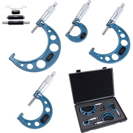 0-100mm/ 0.01mm Micromètres extérieurs métriques Outils de machiniste de précision, 4 pièces (1/5)