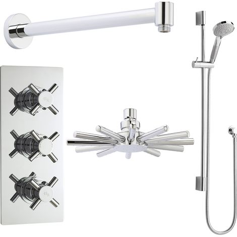 Hudson Reed Kristal Triple Concealed Mixer Shower with Slimline Shower Kit and Fixed Head (1/5)