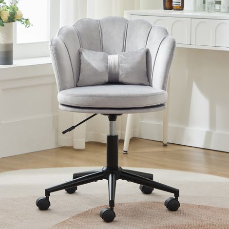 Chaise de coiffeuse / Chaise de bureau – Dotée d'un dossier en forme de pétale, d'un coussin lombaire en forme de papillon, d'une hauteur réglable et d'un rembourrage moelleux. Convient pour les salon (1/4)