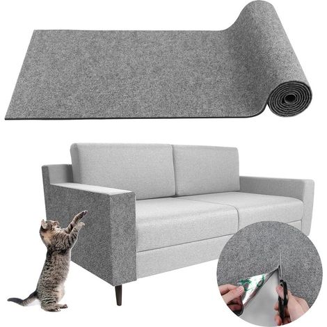 (Gris Clair, 40×200cm)Tapis Griffoir Adhésif pour Chat Protection Canapé Anti Griffe DIY Remplacement de la Tour à Chat (1/5)