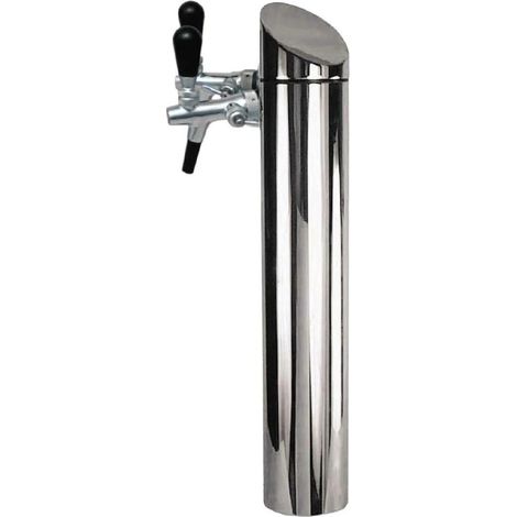 Colonne de tirage pour bière modèle Tower fini mat brossé 2 robinets diamètre 114 mm hauteur 51 cm distribution 41 cm (1/4)