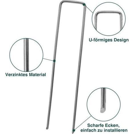 Lot de 50PCS de Fixation en Acier galvanis pour bche Anti-Mauvaises Herbes - 150x40X3mm, pour Le Jardin, Le Paillis et Le Gazon Artificiel (50 Pices) (1/5)