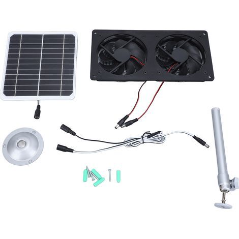 20W Solar Powered Dual Extraction Fan Kit, for Chicken Coops, Greenhouses, Pet Shelters, Waterproof (1/5)
