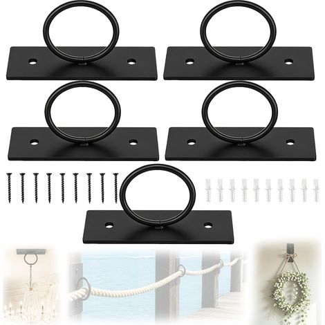 Staffe in corda, kit di fissaggio da 5 pezzi Staffe Anelli e staffe per recinzioni Scale Ringhiere per patio e corrimano Hardware da parete per una facile installazione (1/5)