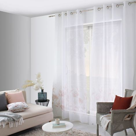 Rideau Voilage à Œillets "Harmony" 140x240cm Beige & Rose