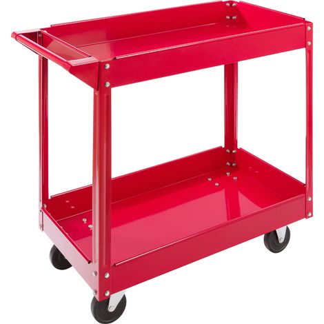 AREBOS Carrello da officina Carrello a rulli Carrello di montaggio 2 scomparti (1/6)