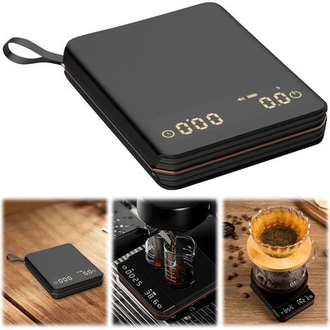 Balance Électronique à Café avec Minuterie, Mini Balance Rechargeable pour Café à Verser, à Goutte-à-Goutte et Espresso, Balance de Cuisine à Haute Précision avec Affichage LED, Précision de 0,1 g (1/5)