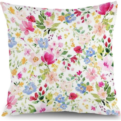 Housse de coussin floral coloré, décoration canapé maison,50×50cm (1/5)