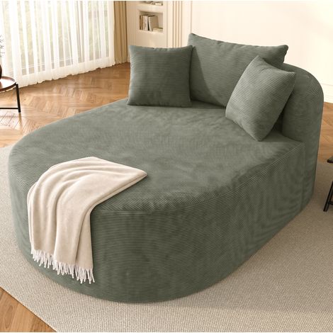 Ovaler Relaxsessel aus grünem Cord, ohne Montage, Sitztiefe 122 cm, 170 x 112,5 x 83 cm (1/5)