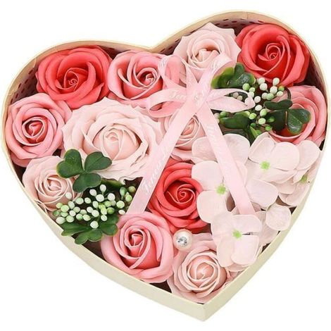 Coffret Cadeau Fleur de Savon - Non spécifié - Rose - 21x18x8.5 cm - Parfumé - Luxueux (1/5)