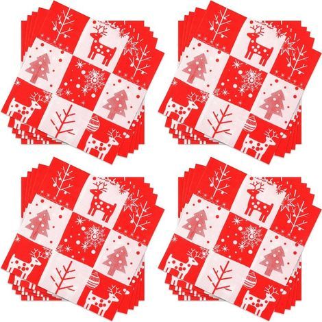 60Pièces Serviettes de Nol Jetables, Serviettes Cocktail Sapin de Nol et Renne De Nol Serviette de Table Papier Noel Serviettes Décoratives pour Fournitures de Fête de dner de Nol, 33x33cm (1/5)