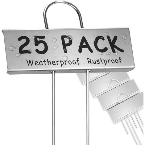 25 x 27 cm Iron Plant Labels, Outdoor Garden Labels, Metal Vegetable Garden Labels, Planting Labels Silver (1/5)