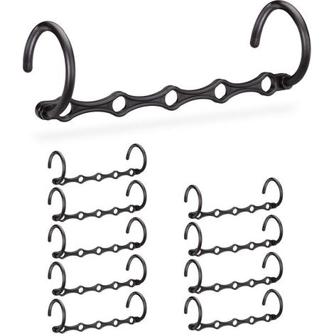 Cintres set de 10 gain de place crochet organiseur penderie cintre magique, vertical & horizontal, 37 cm, noir (1/5)