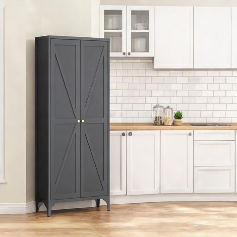 Armoire de cuisine en métal noir avec étagères réglables (1/5)