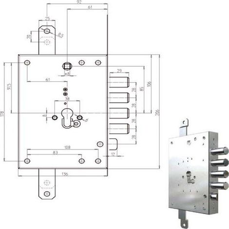 Serrure Sic.Triplice Cil. 7056G-01 Cr