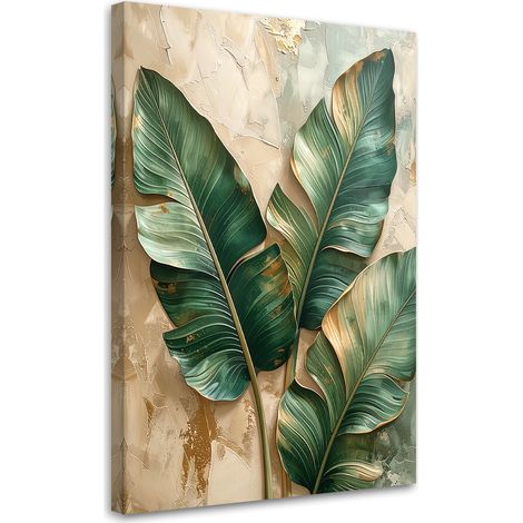 Quadro su tela, Grandi foglie verdi tropicali - 40x60 (1/2)