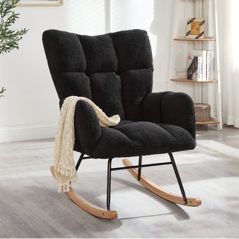 Fauteuil à bascule gris foncé en polyester OKMYHOME (1/5)