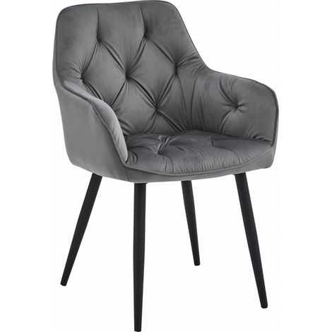 Silla York - terciopelo gris oscuro / patas negras x 1 (1/5)