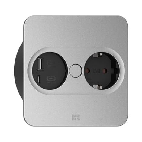 BACHMANN TWIST 2 1XCEE7/3 1XUSB A/C 22W 0,2M GST18 ARGENT CARRÉ 946.013