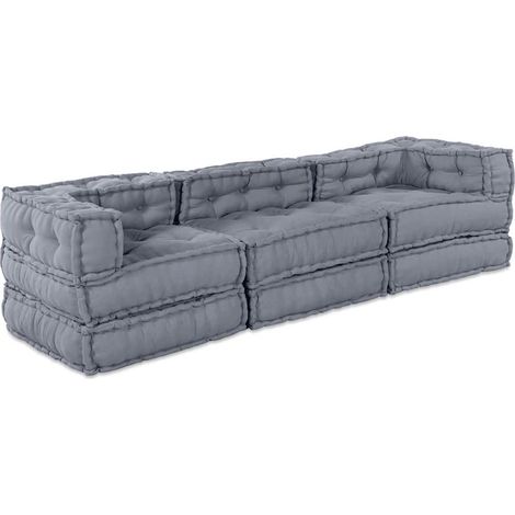 vidaXL Modular Sofa Unit 3 pcs Grey Fabric