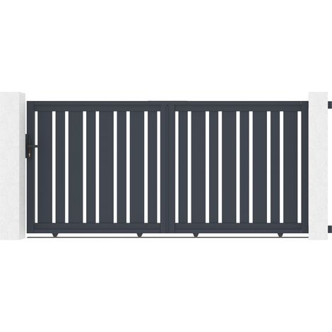 Portail aluminium coulissant 3m VEYMONT 300x140cm gris (1/5)