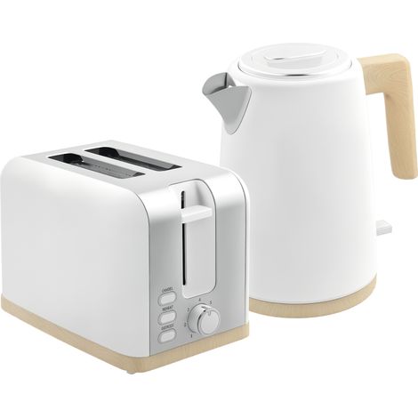Ensemble bouilloire et grille-pain, 1,7L, 2200W, grille-pain 2 tranches avec 7 niveaux de brunissage, blanc-Blanc (1/5)