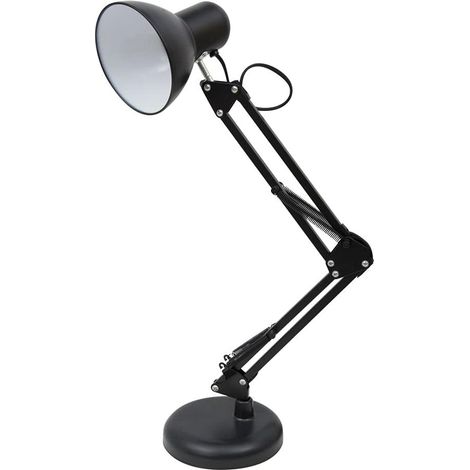 1 Lampe De Bureau Métal Hauteur Réglable 34-67cm Douille E27 Design Rétro Noir Pour Bureau Chambre (1/5)