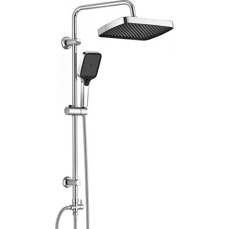 JOHO Duschsystem Regendusche ohne Armatur, 32x21cm Kopfbrause , Handbrause 3 Strahlarten, Chrom, Ideal zum Nachrüsten (1/5)