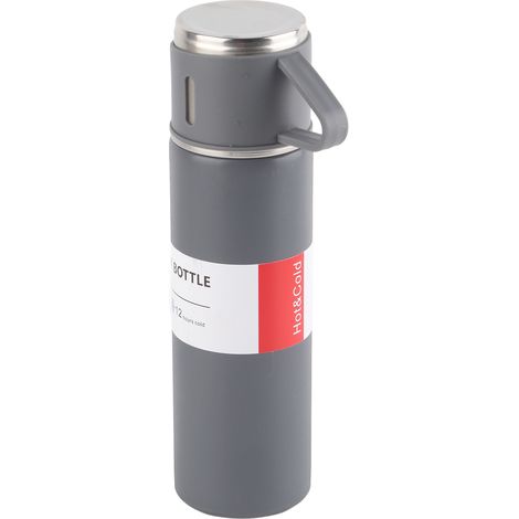 Gourde isotherme en acier inoxydable 316, grande capacité portable pour extérieur, voiture, cadeau, poignée grise. (1/5)