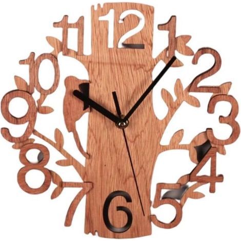 Horloge murale SURENHAP en bois silencieuse classique 23x23x4cm-Ywey (1/5)