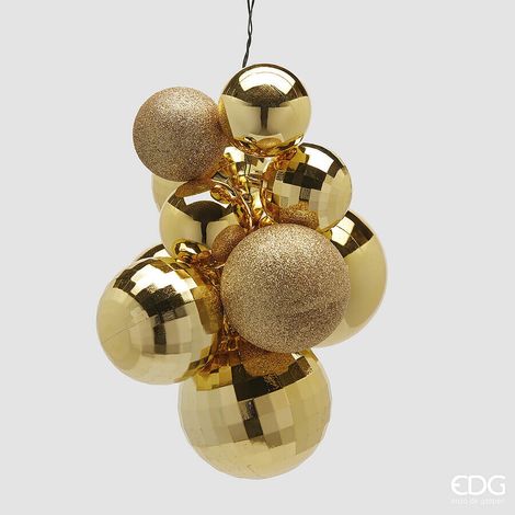 EDG Enzo De Gasperi Addobbo di Natale Grappolo MirrorMix 10 Pz Gold
