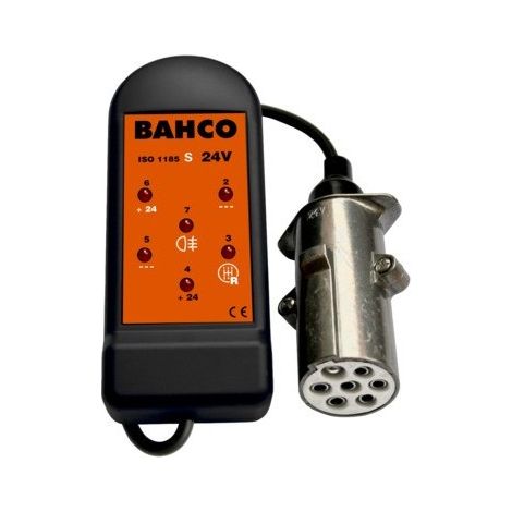 BAHCO - Testeur de prise de courant 7 pôles 24 V (24S). Câble 4 m