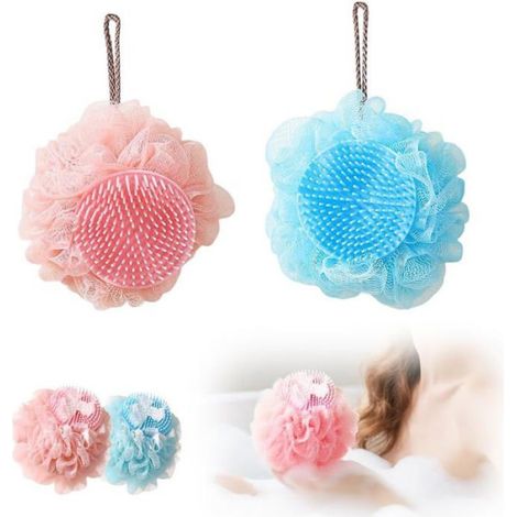 Éponge De Bain - Maille Douce Avec Surface Massage - Pour Toilette Quotidienne Adulte - 2 Pièces (1/5)
