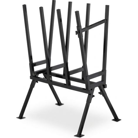 Chevalet de sciage ajustable pour bûches 107 x 81 x 53 cm charge 400 kg en acier noir (1/5)