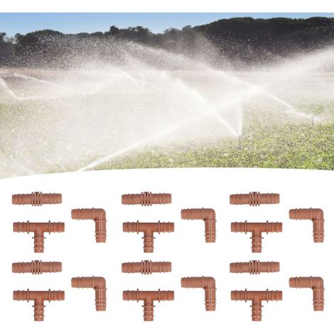 Lot de raccords irrigation - Kit de 18 pièces pour tuyaux 16mm (couplages, tees et elbows) - Facile à installer sans outils - Résistant et étanche (1/5)