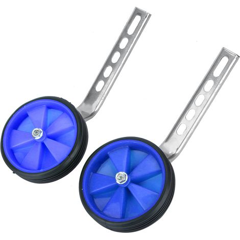 Roue auxiliaire bleue en plastique pour vélo enfant, compatible avec les vélos de 12 à 20 pouces. (1/5)