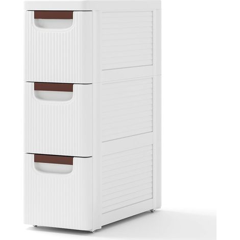 Costway – Commode étroite 3 tiroirs en plastique – Design mince pour espaces restreints – Roues directionnelles pour mobilité – Dimensions 42x19x57 cm (1/5)