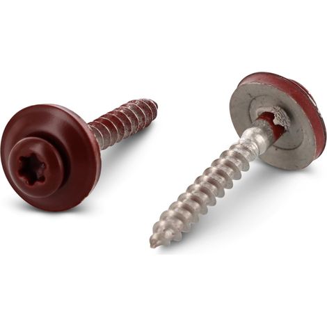 Vis faitage Tête fraisée bombée TFB TORX T20 Inox A2 RAL3009 rouge oxyde 4.5X100RD.EPDM-30 pièces