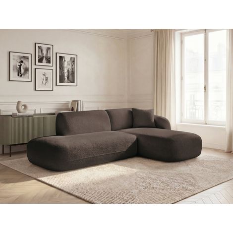 BOBOCHIC - Canapé d'angle fixe modulable ANDA avec 1 méridienne et 1 chauffeuse bout de canapé Angle droit Marron (1/5)