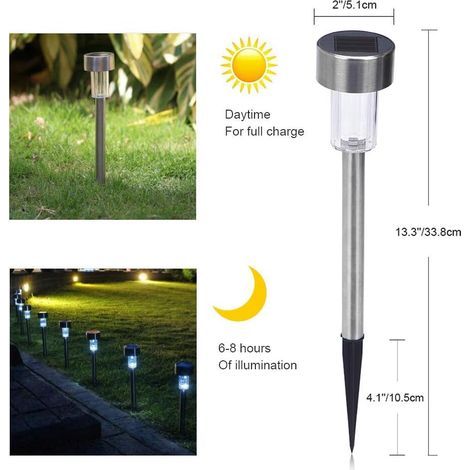 LEDGLE Lampe Solaire Exterieur Balise Solaire de Jardin, Eclairage Blanc Jour, IP44 Etanche (Lot de 5) (1/4)