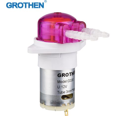 Pompe péristaltique GROTHEN, pompe doseuse, mini-pompe à eau auto-amorçante pour liquides, tube en silicone pour aquarium, laboratoire d'analyse chimique, 12 V, diamètre intérieur 2 mm x diamètre exté (1/5)