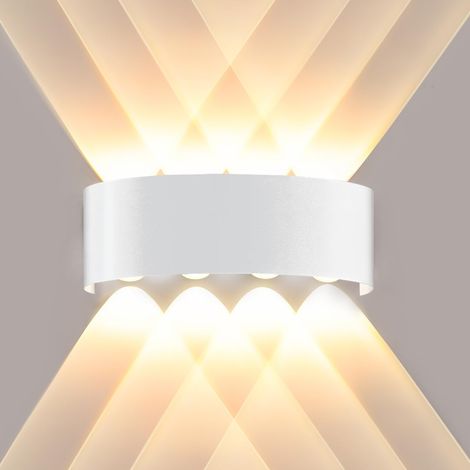 LED Applique Murale Intérieur, 8W 3000K Blanc Chaud Lampe Murale, IP65 Etanche Moderne Up Down Éclairage Mural, Blanc Luminaire Murale pour Chambre Couloir Salon Escalier (1/5)