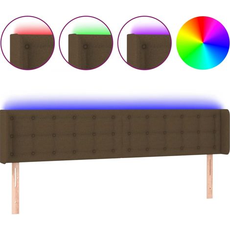 Maison Exclusive - Cabecero con LED de tela marrón oscuro 163x16x (1/5)