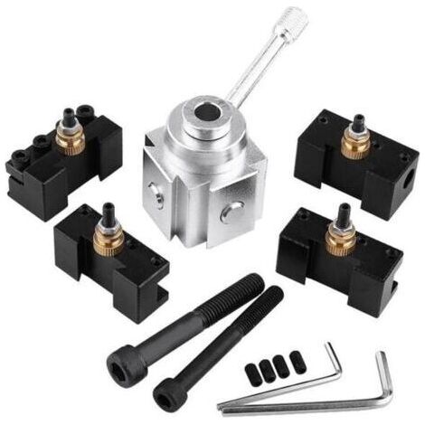 NALOOKAMIC Porte-Outils en Alliage d\\\\'aluminium - Support à Changement Rapide pour de Nombreux Types de Mini Tours pour Tourner, Plancher, Couper, moleter, percer et frotter cylindrique,