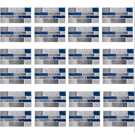 Stickers muraux carrelage - 10x20cm - 24 pièces - Décor effet marbre