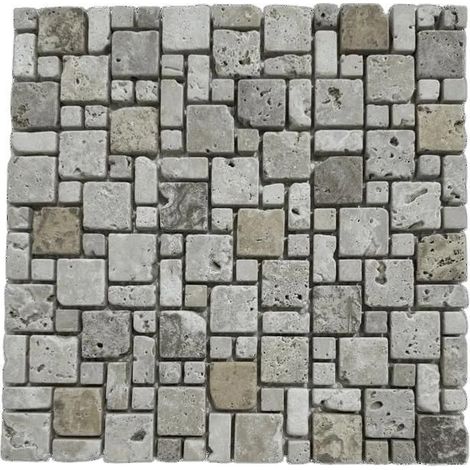 Mosaico in travertino - ALBEDO PIERRE - Travertino Antico Piccolo Misto - 30,5x30,5 cm - Finitura antica - Interno/Esterno